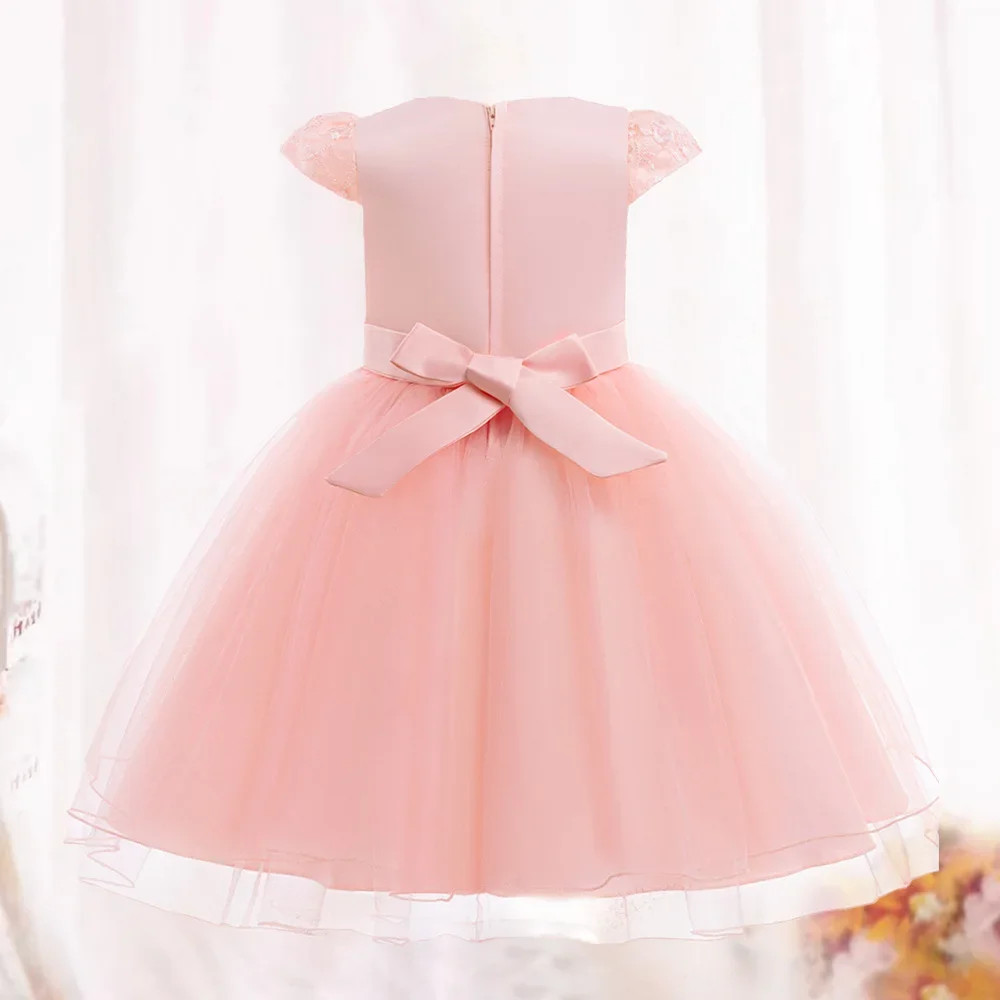 Girls Party Dress 70cm-110cm Kids Birthday Dresses Wedding Photograph Costumes Pink Ball Gown Piano Performance