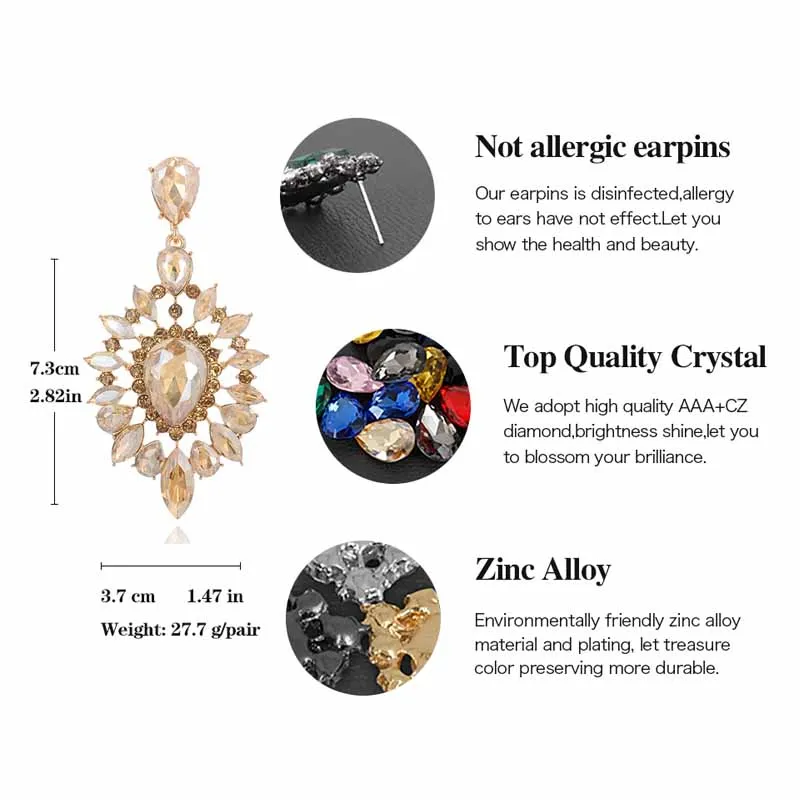 Veyofun Luxury Wedding Crystal Drop Earrings Party Bridal Dangle Earrings Fashion Jewelry for Women Gift Wholesale