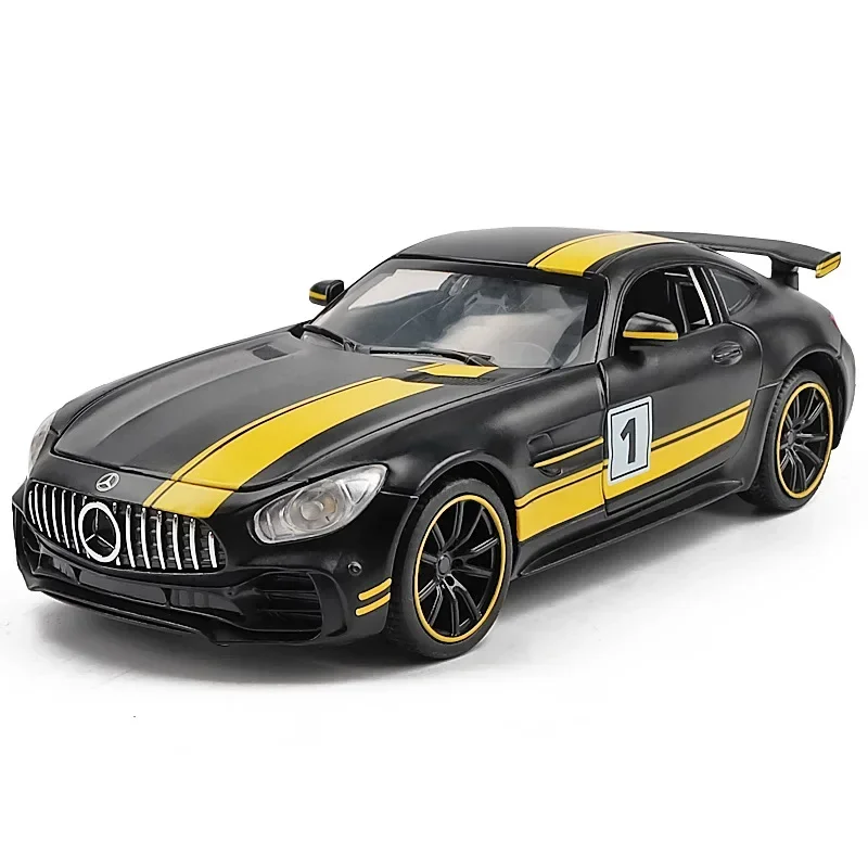 Diecast Alloy Sport Car Model for Children, 1:32, AMG GTR, Pull Back, Som e Leve, Veículos de Brinquedo, Modelos, Presentes de Aniversário