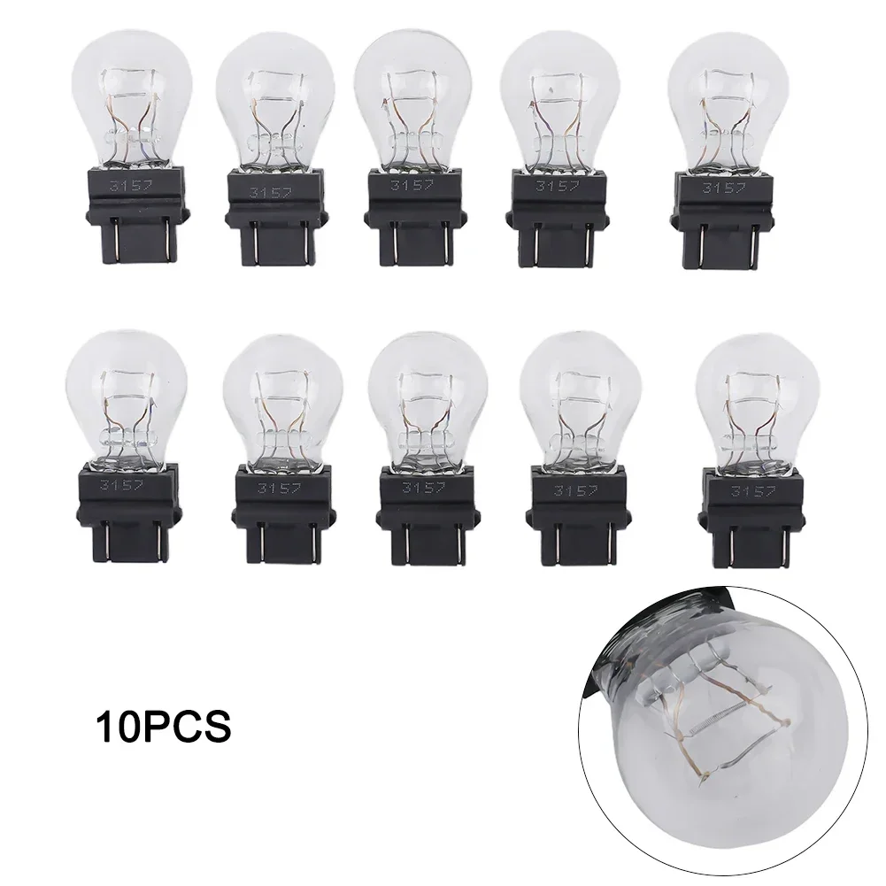 

10 Pack 3157 Clear And Amber Tail Signal Brake Light Bulbs 21W 12V Interchange Part Number:3057 3155 3357 3547 4157 3156