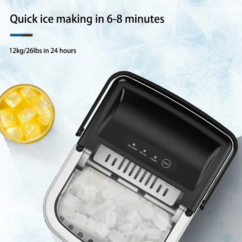 Countertop Ice Maker, Portable Ice Machine Self-Cleaning,9 Cubes in 6 Mins, 26.5lbs/24Hrs, Ice Cube Maker for Home Kitchen Party