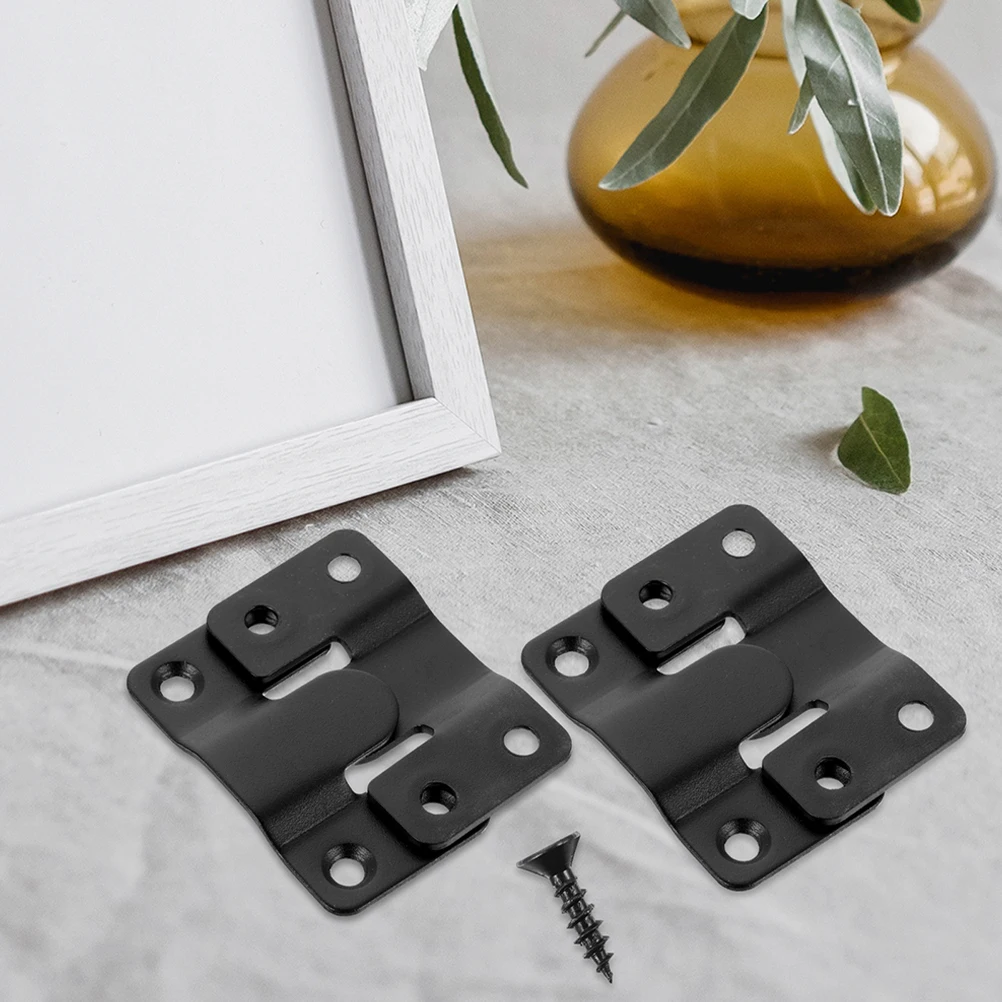 

Stainless Steel Hanging Buckle Wall Mount Interlocking Bracket Black Heavy Duty Picture Frame Hanger Reusable Kit For Mirror