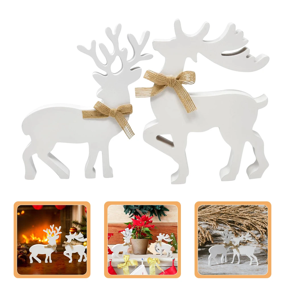 

2 Pcs Wooden Reindeer Ornaments Home Decor Christmas Xmas Party Supplies Centerpiece Christmasindeer Statue Holiday Vacation