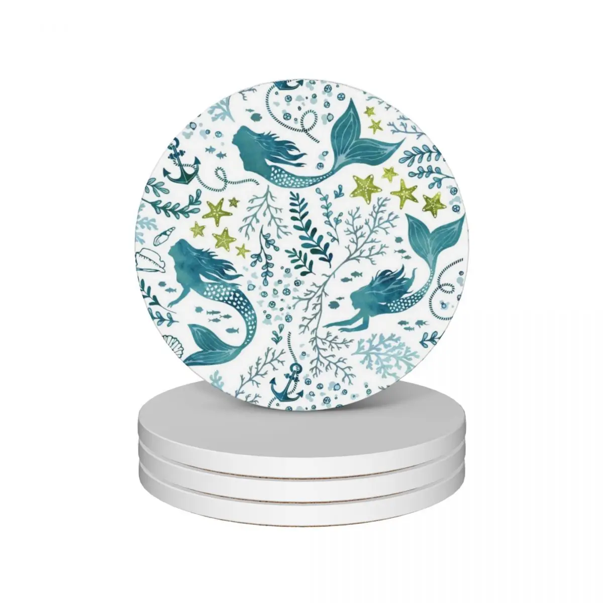 

Mermaid ocean light Ceramic Coasters (Set of 4) ceramic stand household utensils kitchen Coasters