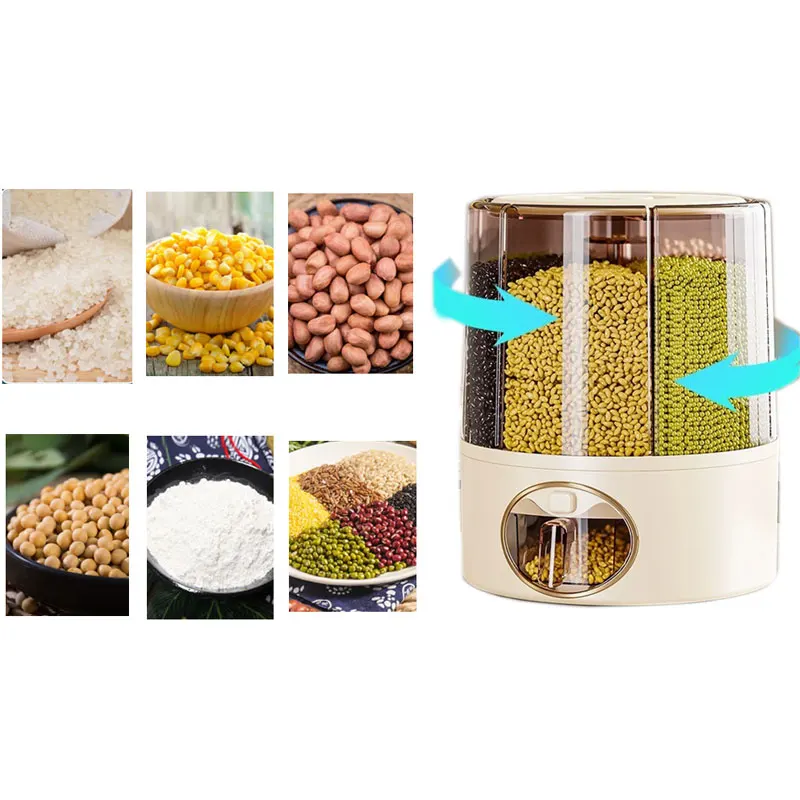 خزان تخزين الحبوب 7 في 1 متعدد الوظائف، تخزين أرز التوابل، شبكة دوارة مقاومة للحشرات والرطوبة، خزان أرز منزلي #4