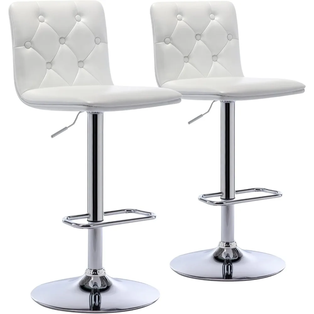

Tufted Adjustable Bar Stools, Modern PU Leather Swivel Airlift Barstools with Back, Armless Counter Height Bar Chairs for Kitch