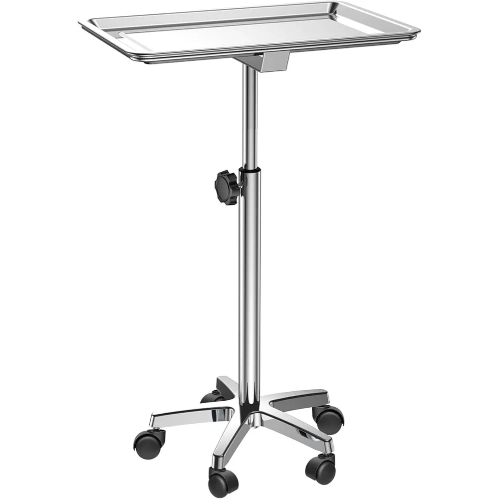 ChoJiah Plateau de salon roulant extra large pour Mayo Plateau de coiffeur Plateau de tatouage robuste, Utilisation idéale pour le salon de coiffure dentaire H