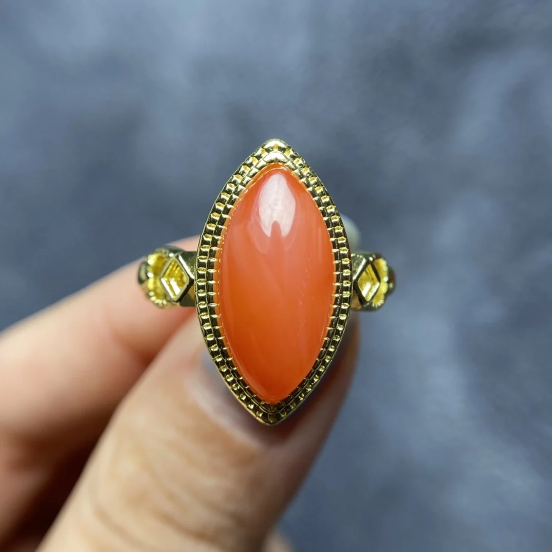 Jewellery joyas feminina gemstones rings natural Baoshan South Red Agate horse eye S925 gold plated setting Finger loops gift