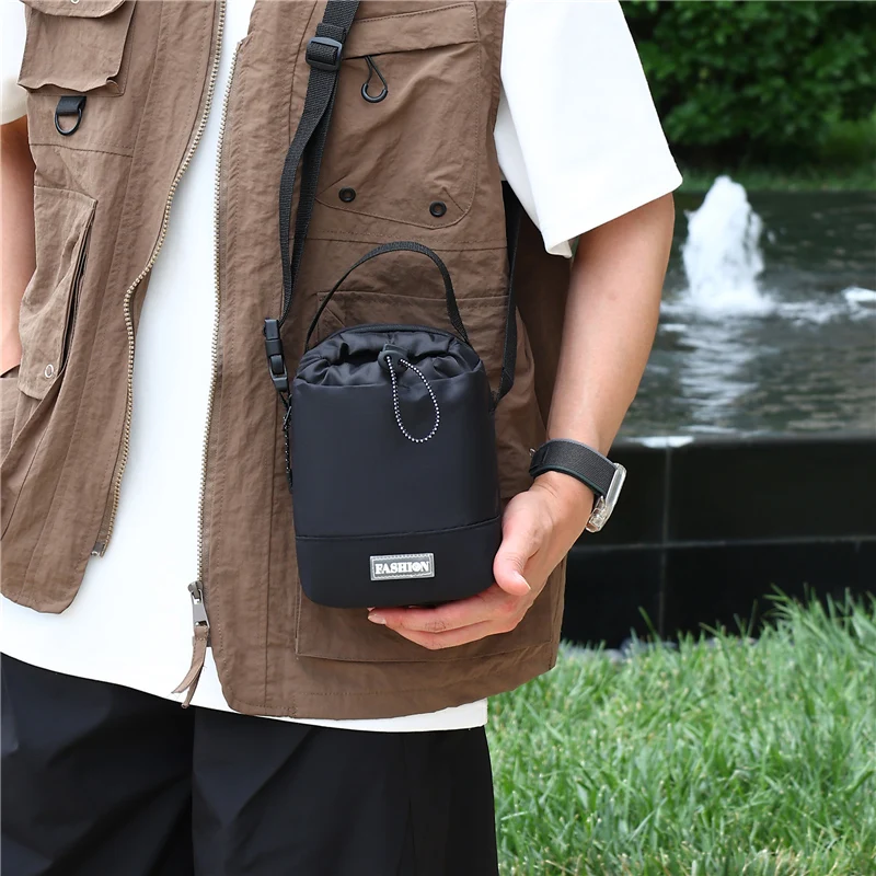 Waterproof Nylon Crossbody Sling Bag - Outdoor Travel Pouch with Dedicated Water Bottle Pocket