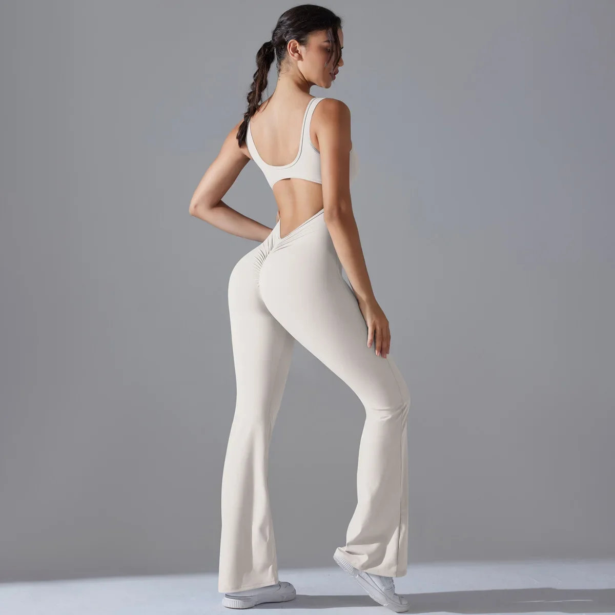 

Sexy Back V Jumpsuit Gym Set Women Training Yoga Suit Sportswear Women Sports Jumpsuit Fitness Quick Drying Push Up Workout suit