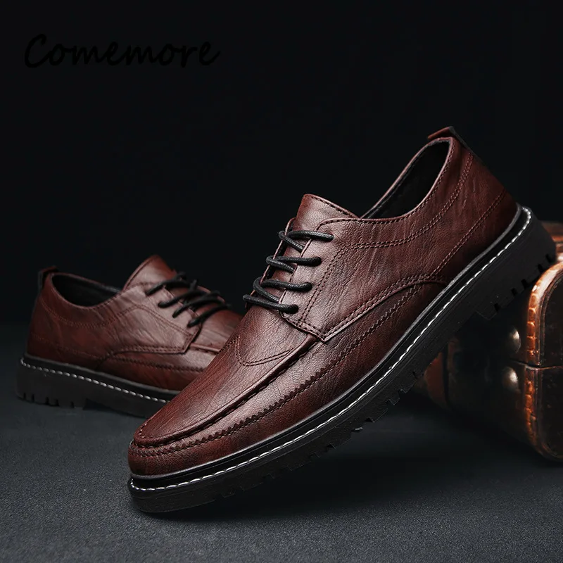 Comemore Men's Oxfords Loafers Party Wedding Office Business Dress Shoes Lace Up Male Casual Shoes Moccasins Plus Size Zapatos