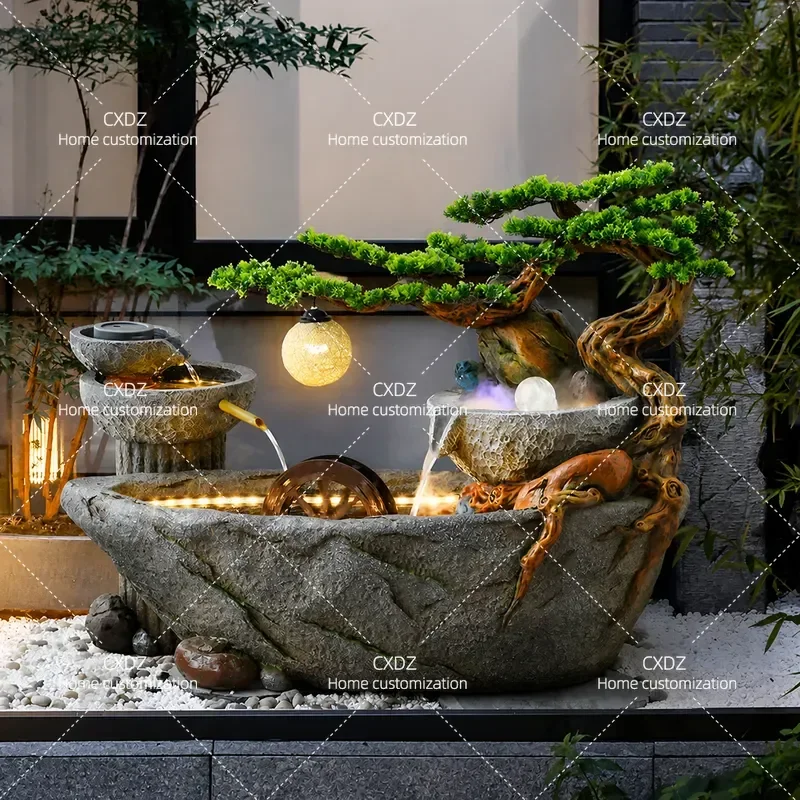 Garden Rockery Water Fountain Ornament Balcony Circulating Water Landscape Decoration Outdoor Fish Pond Landscaping Feature