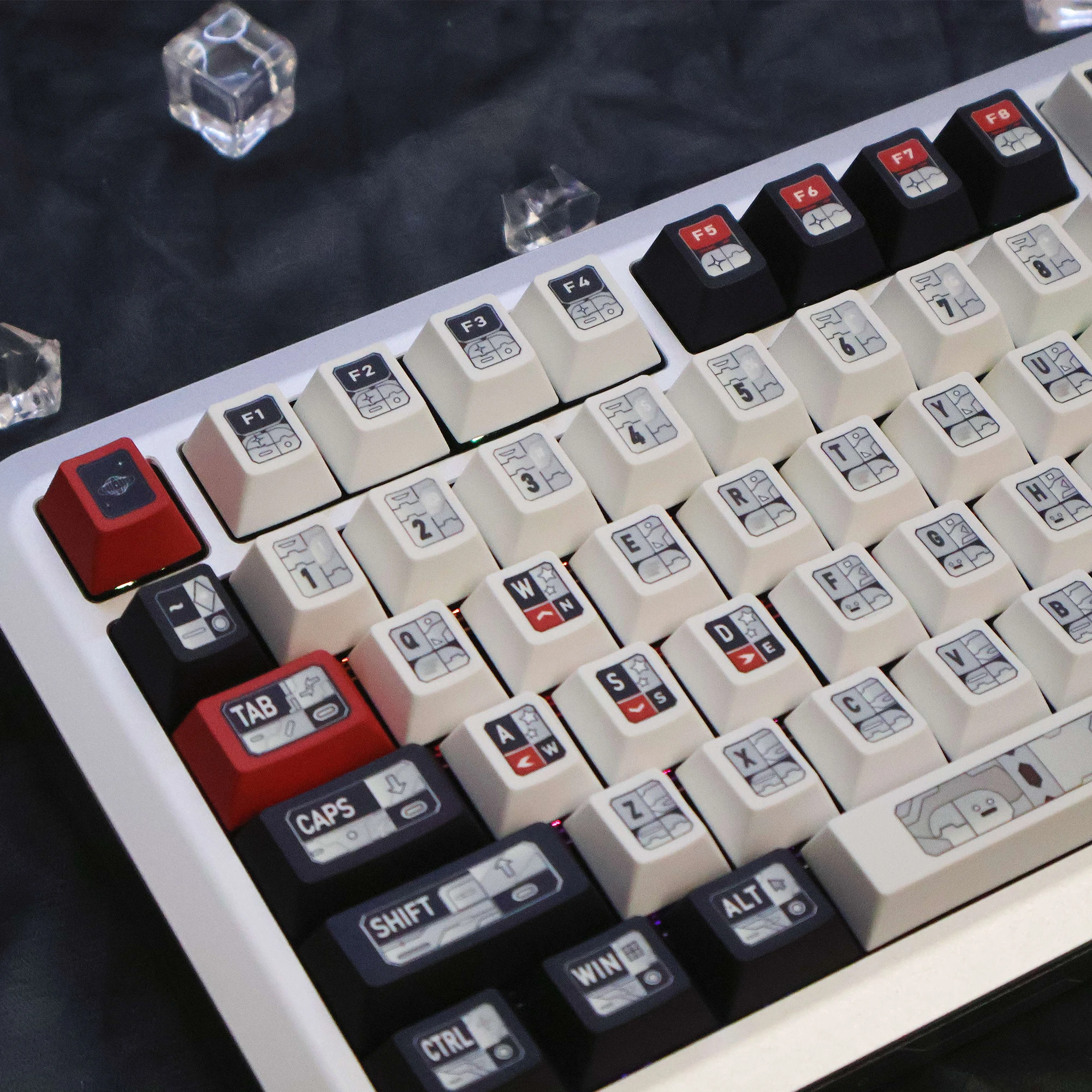 Star Trek Keycap 143 คีย์ Pbt เชอร์รี่ Pbt สีดําสีขาวสีแดง ISO เค้าโครง 2.25/2.75U Space Bar Alice รูปแบบ Keycap