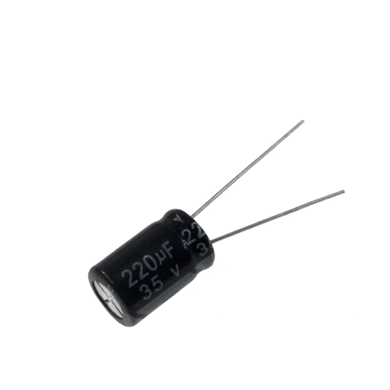 10ชิ้น220uF 35โวลต์220MFD 35WV 8*12มิลลิเมตรอลูมิเนียม Electrolytic Capacitor รัศมี