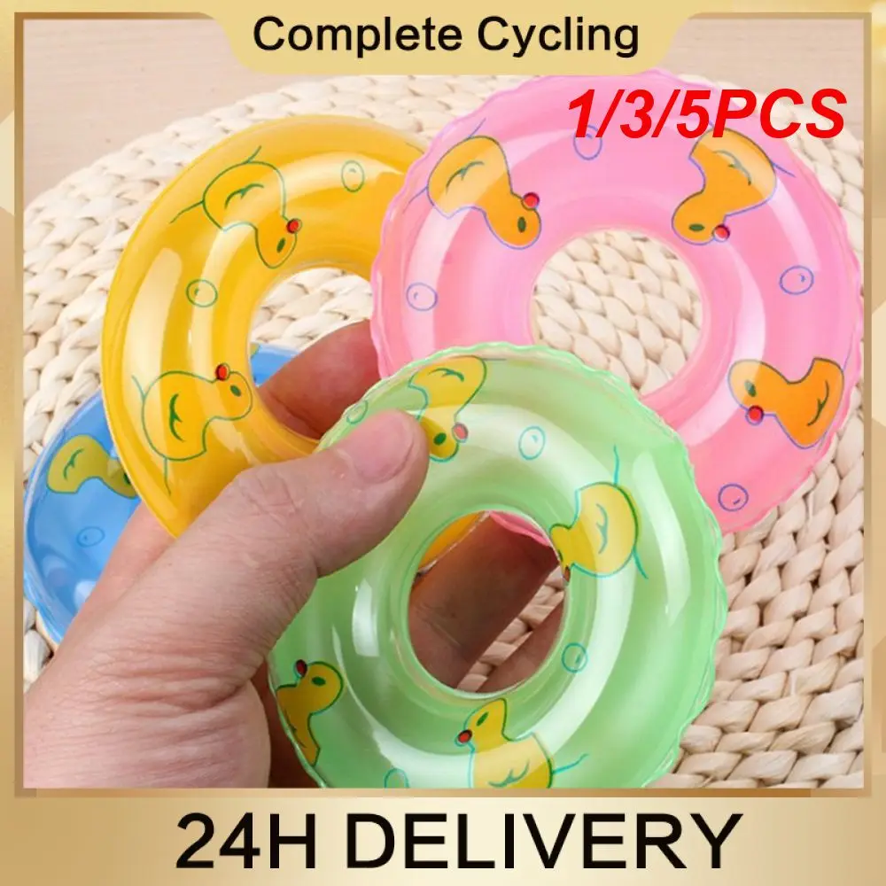 1/3/5PCS Mini Inflatable Swimming Buoy Lovely Play In Water Swimming Aid With Golden Duck Pattern Small Swimming Ring