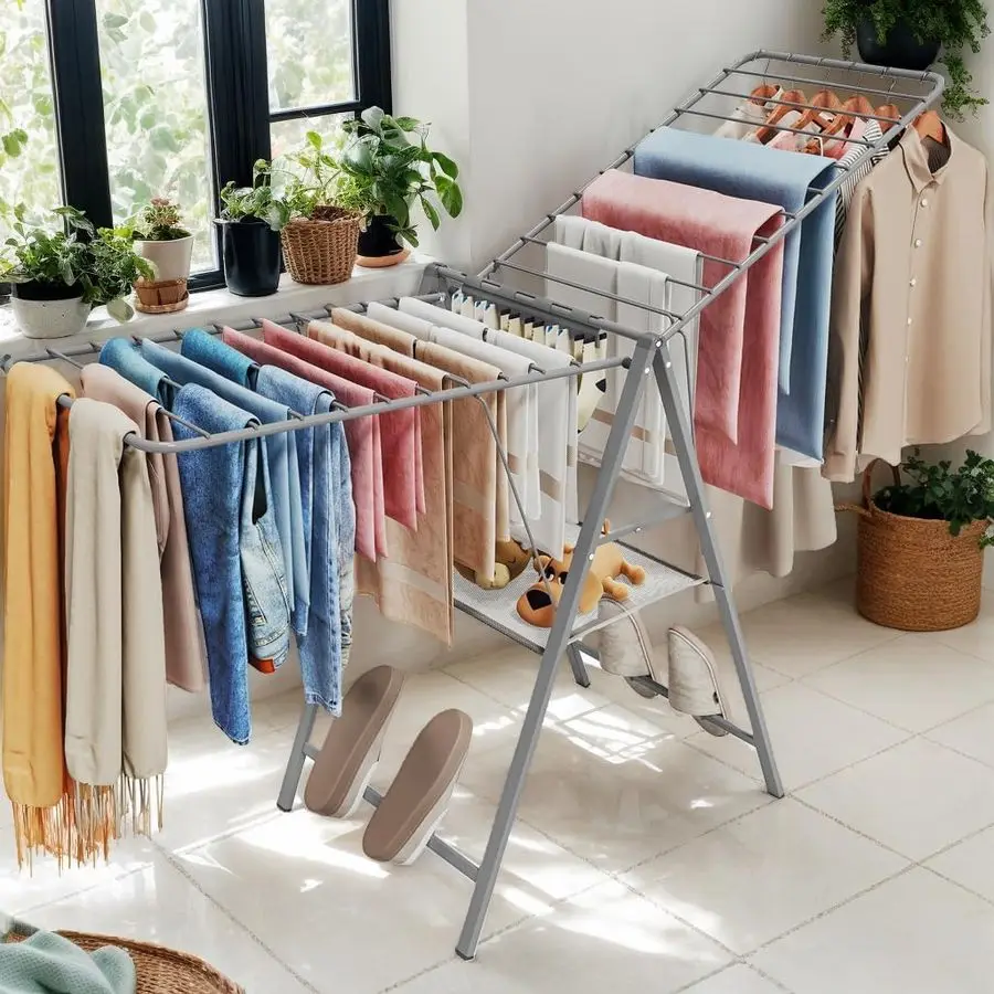 

Drying Rack Clothing, Clothes Drying Rack Foldable, Metal Laundry Drying Rack Collapsible for Sweater Towel Indoor amp Outdoor,