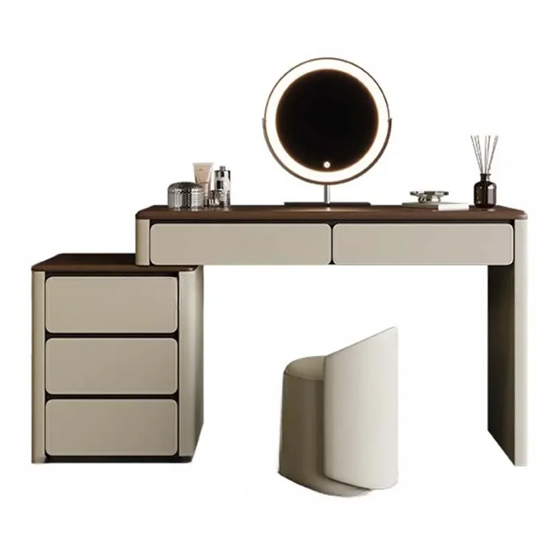 

Wood Bedroom Dresser Minimal Desings Led Light Storage Mirror Dressing Table Wooden Modern Comoda Pra Quarto Bedroom Furniture