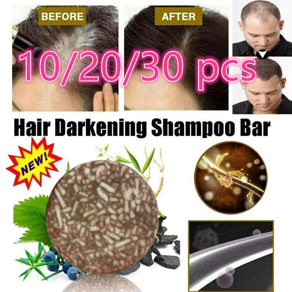 10/20/30 Pcs Solid Shampoo Soap Black Hair Color Dye Natural Organic 10g Darkening Polygonum Shampoo Hair Treatments Soap Es Y6U