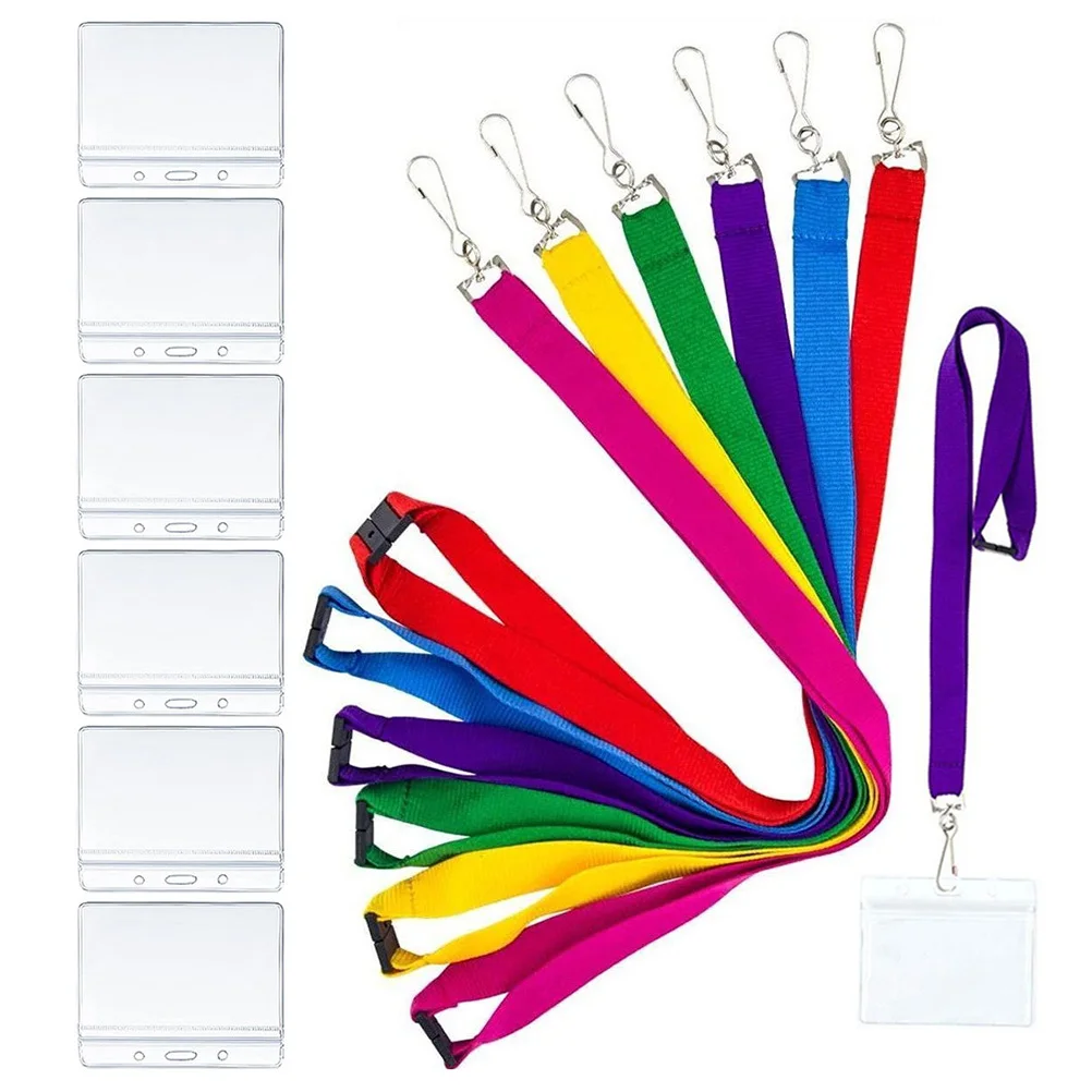 

7Pcs Id Card Holder Clear Double Sided Badge Sleeve Lightweight Protective Name Tag Holder for Office Staff Security Teachers