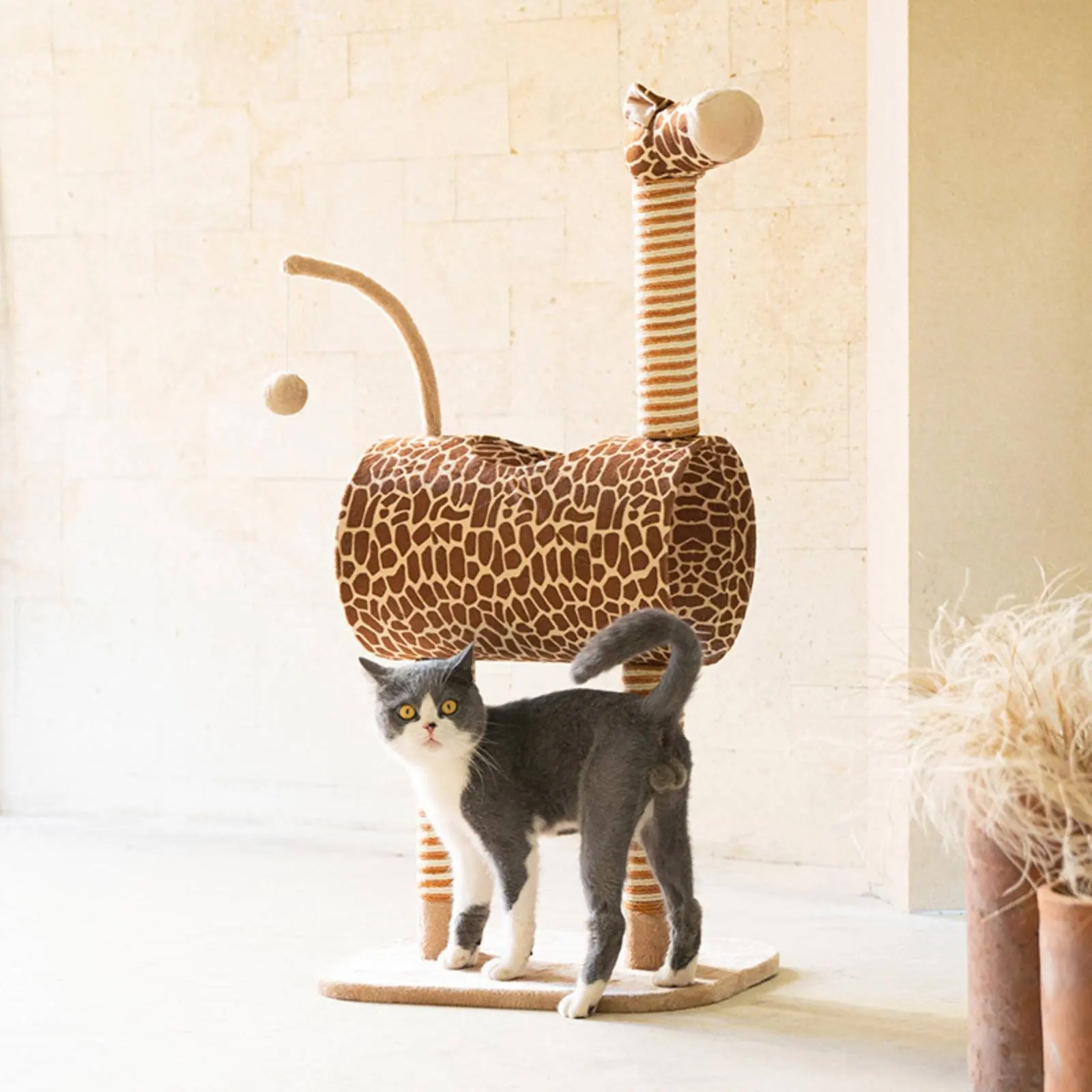 

Giraffe Feline Tree Soft Soft Textile Small Feline Climbing Climbing Structure Pet Furniture Natural Sisal Stable Base