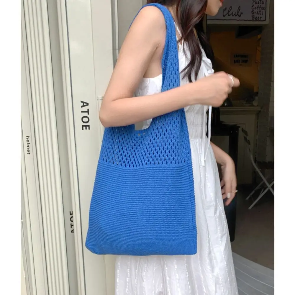 بلون الحياكة حقيبة كتف الجوف خارج سعة كبيرة البوهيمي الكروشيه حمل حقيبة تنوعا حقيبة يد منسوجة غير رسمية الإناث