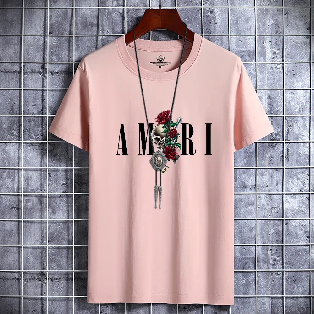 Men\'s Luxury Casual T-Shirt Retro Y2k Designer Short Sleeve Skull Tees Men Vintage Cotton Trendy High Quality Breathable Tops