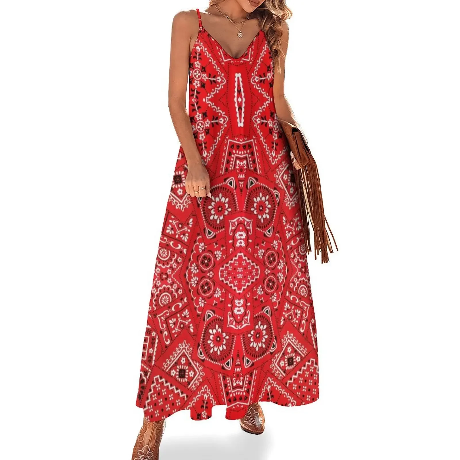 

Red Bandanna Pattern Sleeveless Dress dress women summer elegant evening dresses for women 2024 clothes for woman