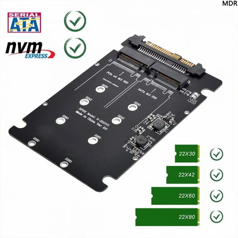 

MDR SATA M.2 SSD to SAS Adapter NGFF M.2 M-key SATA PCIe SSD to SFF-8639 NVME U.2 for Mainboard Replace SSD 750 p3600 p3700