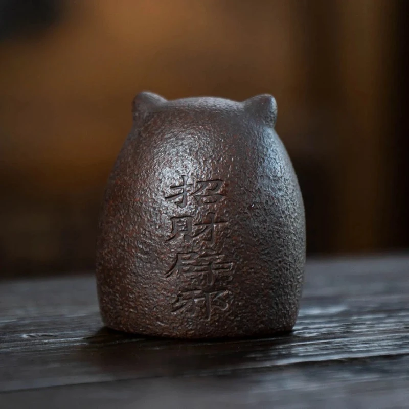 Yixing Purple Stone Darer Tea Table Zisha Tiger Pet Play Lid Cover Holder Small Ornaments Ceremony Tea Set Sculpture