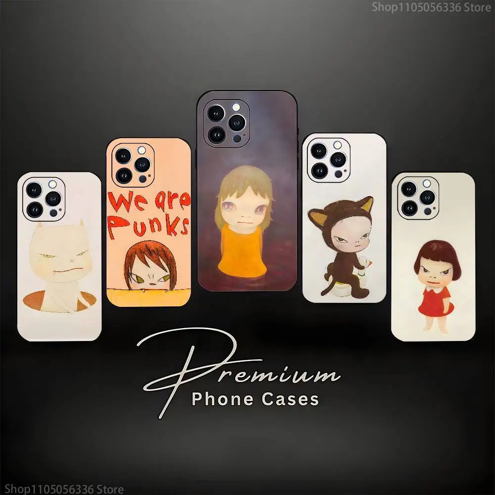 

Phone Case For iPhone 16,15,14,13,12,11 Plus,Pro Max Y-Yoshitomo N-Nara Art ,XS,X,XR,SE,Mini,8,7,Soft Silicone Black Cover