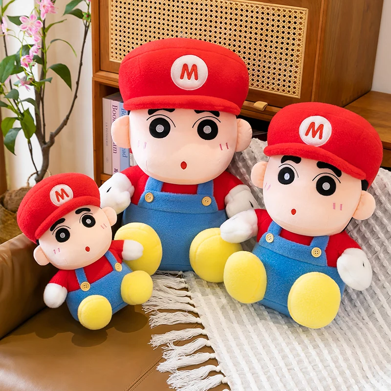 

Милый карандаш Шин-тян трансформируется в Марио, плюшевые игрушки, каваи, мультяшные мягкие куклы для девочек и мальчиков, подарок на день рождения, Рождество, игрушка