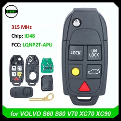 DIYKEY dla Volvo S60 S80 XC90 XC70 V70 2004-2014 Flip Smart Key Remote Fob 315MHz ID48 Chip FCC ID: LQNP2T-APU z kodem