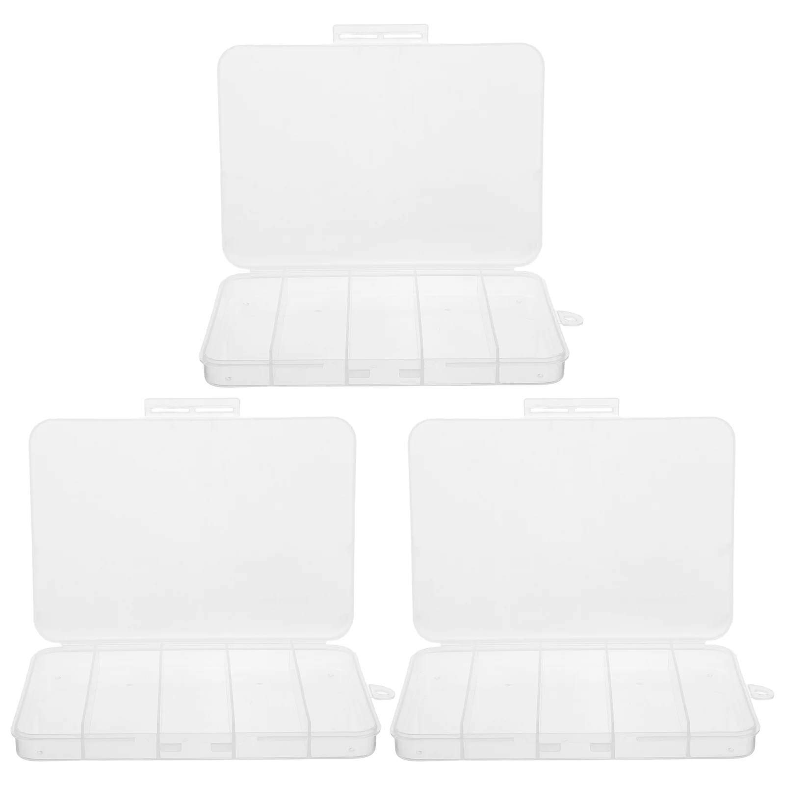 

3 pcs 5 Grids Transparent Tool Storage Box Plastic Organizer For Small Parts Beads Earrings Fishing Tackle Nail Art Jewelry