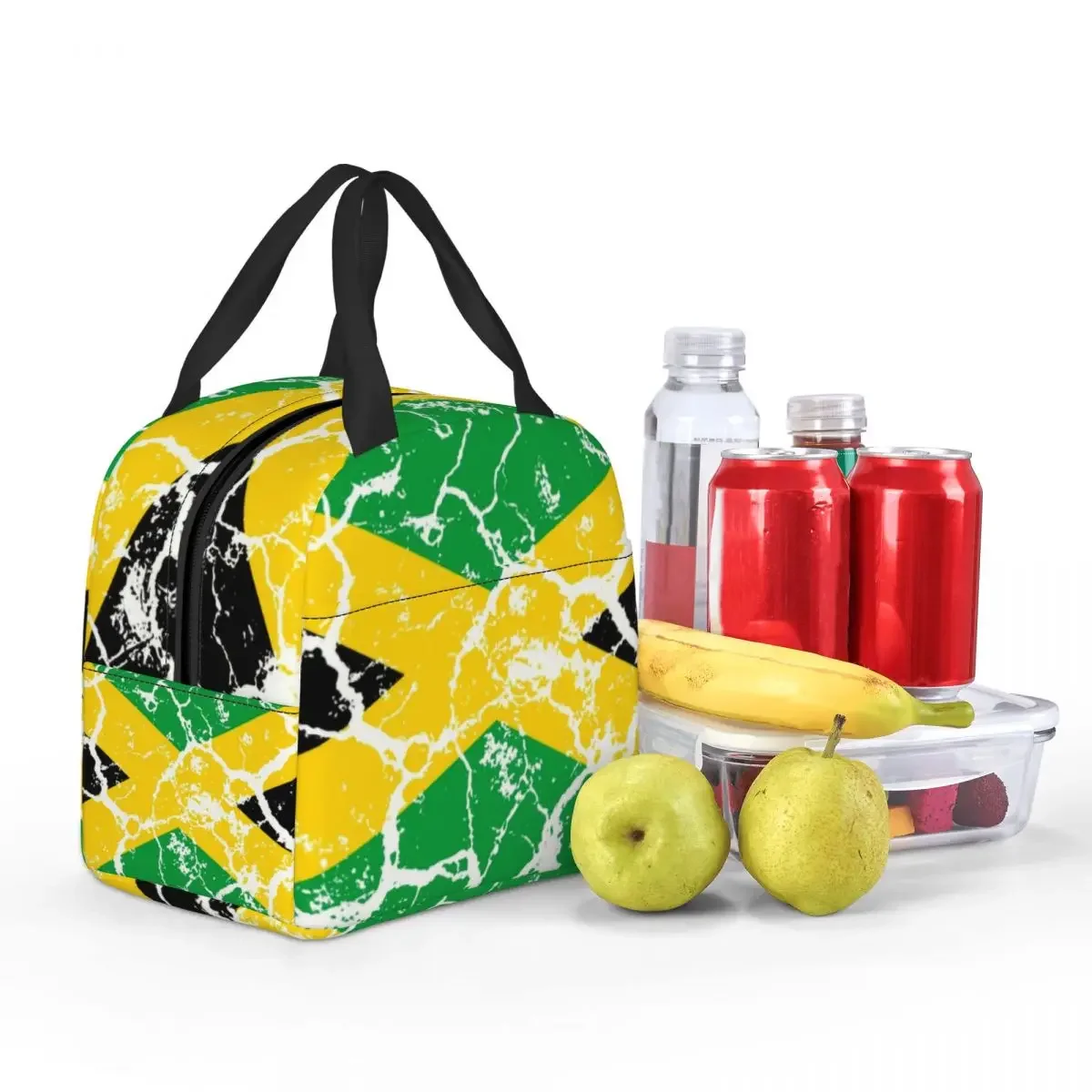 Custom Jamaican Flag Distress Insulated Lunch Bag for School Office Jamaica Proud Waterproof Thermal Cooler Bento Box Women Kids