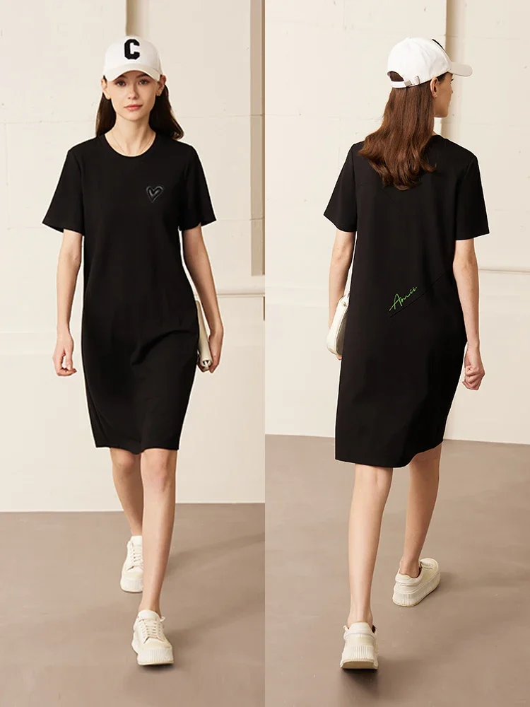 AMII-Robe de minimalisme pour femmes, vêtements de sport, t-shirts mignons avec appliques de cœur, robes décontractées pour femmes, vêtements éducatifs, été, nouveau, 2023, 12322067