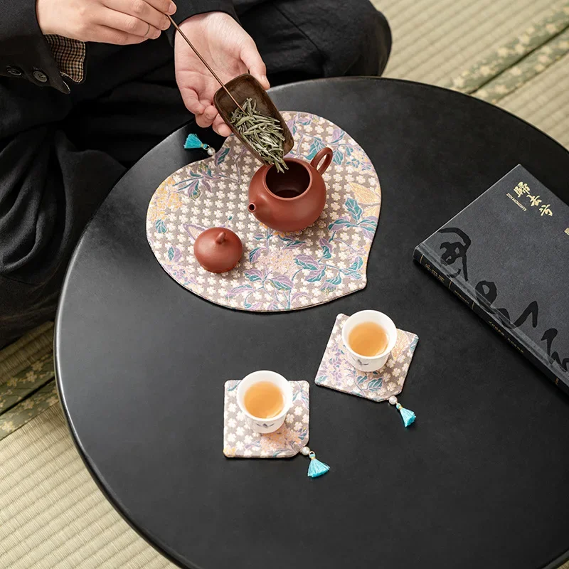 Double Sided Tea Mat Water Absorbent Chinese Tea Pad Waterproof Dry Brew Table Runner Fabric Coaster Tea Table Accessories