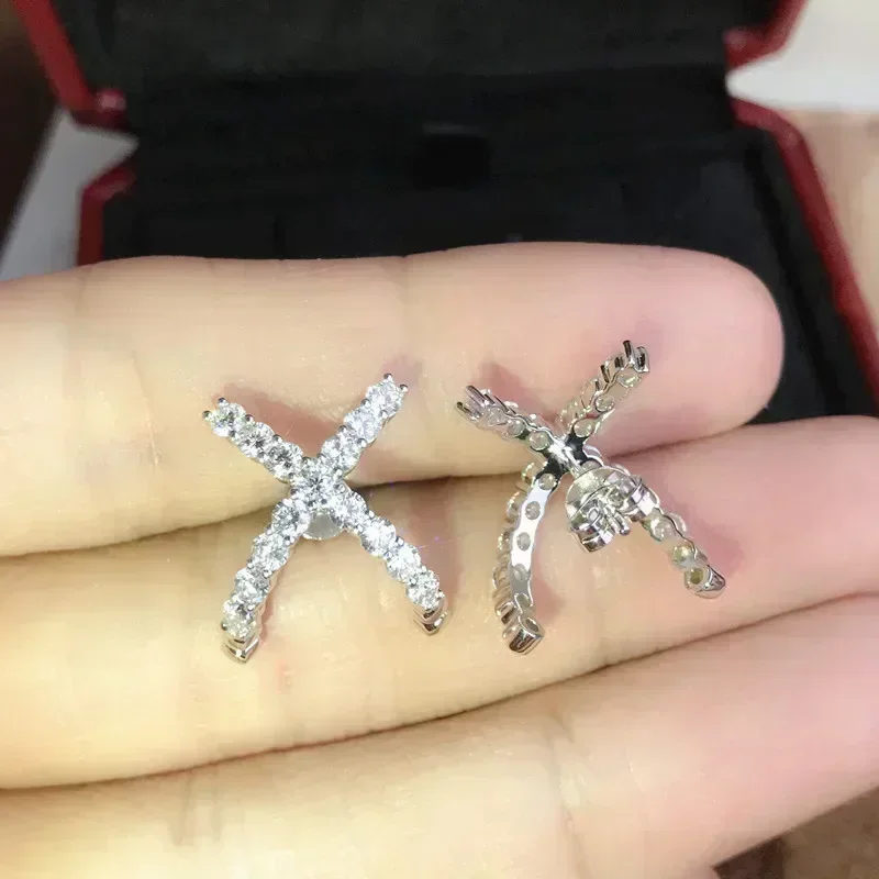 Silver Color X Shaped Cross Stud Earrings for Women Temperament Female Ear Piercing Accessories Daily Wear Trendy Jewelry
