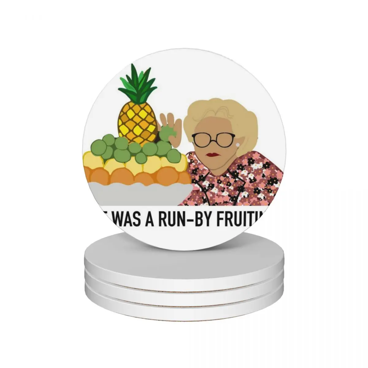 

It Was A Run-By Fruiting - Mrs. Doubtfire Ceramic Coasters (Set of 4) black cute set mat for dishes christmas tea Coasters