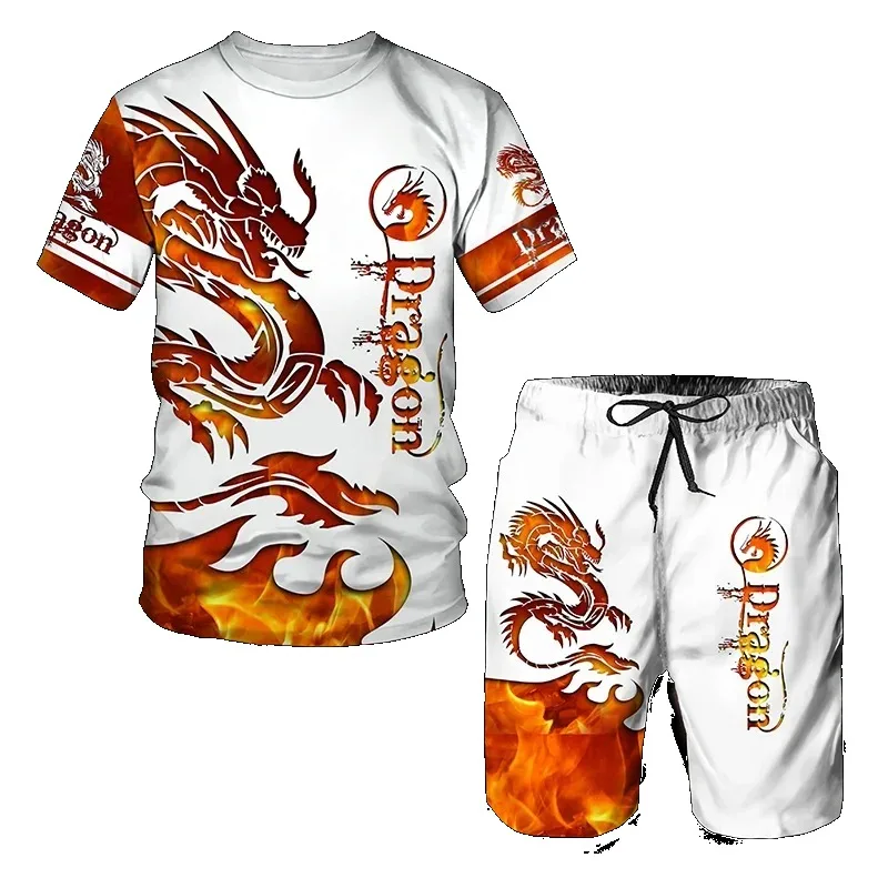 2025 Fashion Street Beer 3D Printed Sportswear Two Piece Sportswear New Summer Men's Short Sleeved T-shirt Set