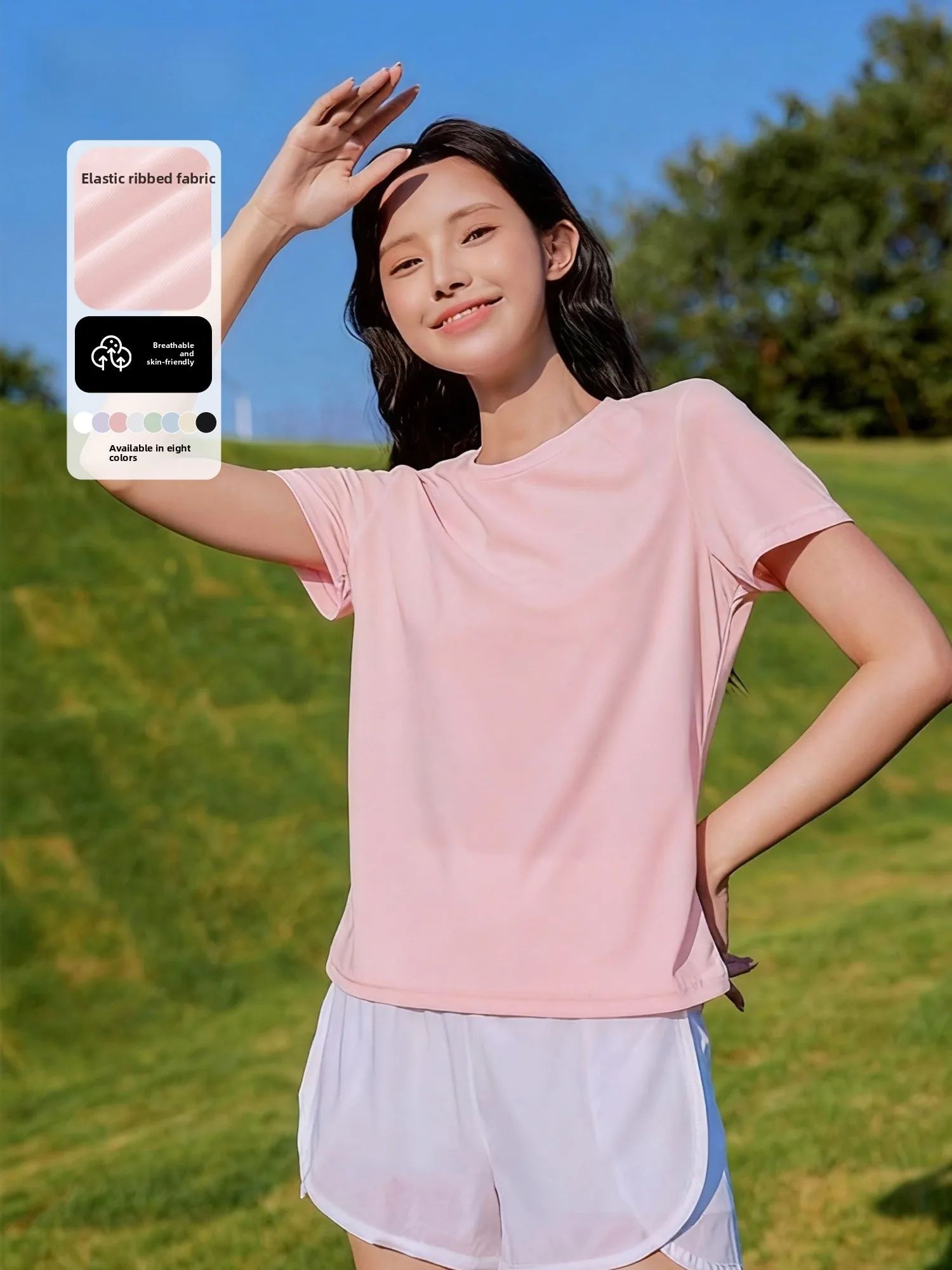 

Женская розовая круглая футболка Bal Ne ort Sve, летний спортивный топ на открытом воздухе, повседневный облегающий топ из смеси хлопка