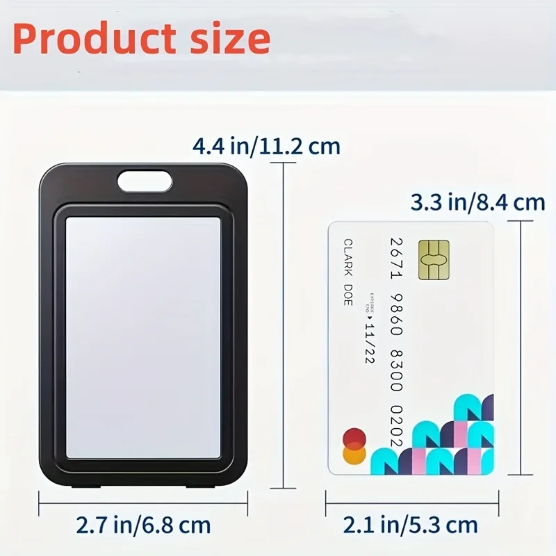 2/5Pcs Sliding Badge Holder - Hard Black Vertical Plastic Card Case Protector with Retractable Badge Reel Carabiner image 2