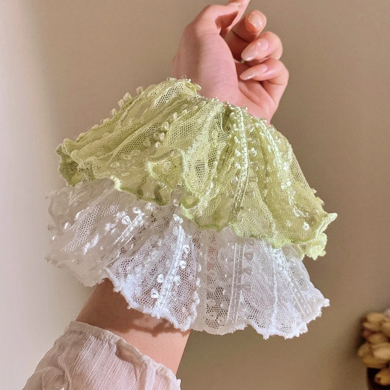 フレンチスイートレース大腸ヘアフープ女性の韓国のハイエンドセンセーション花飾りネクタイポニーテールヘッドロープ飾り