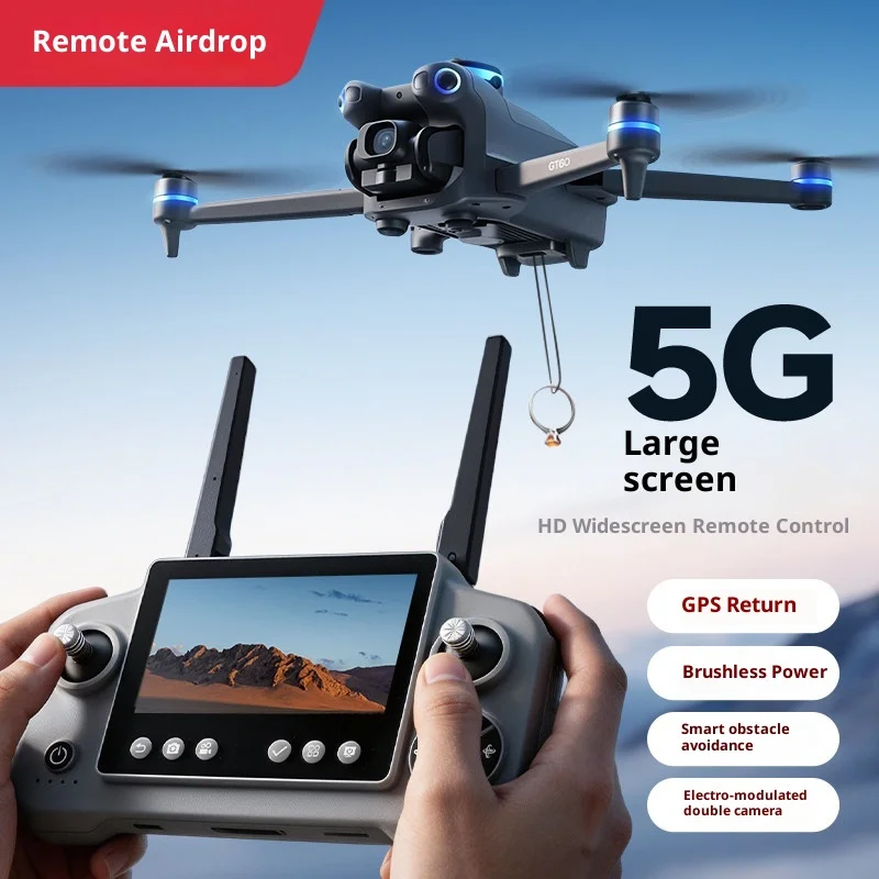 GT60PRO Rc Drone Aerial Photo Dual Camera 5G Lcd Screen Brushless Gps Return Obstacle Avoidance Optical Flow Hovering Airdrop