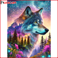 Huacan 2025 New Series Diamond Painting Wolf Starry Sky Mosaic Tree Flower Diamond Embroidery Art Home Wall Decoration
