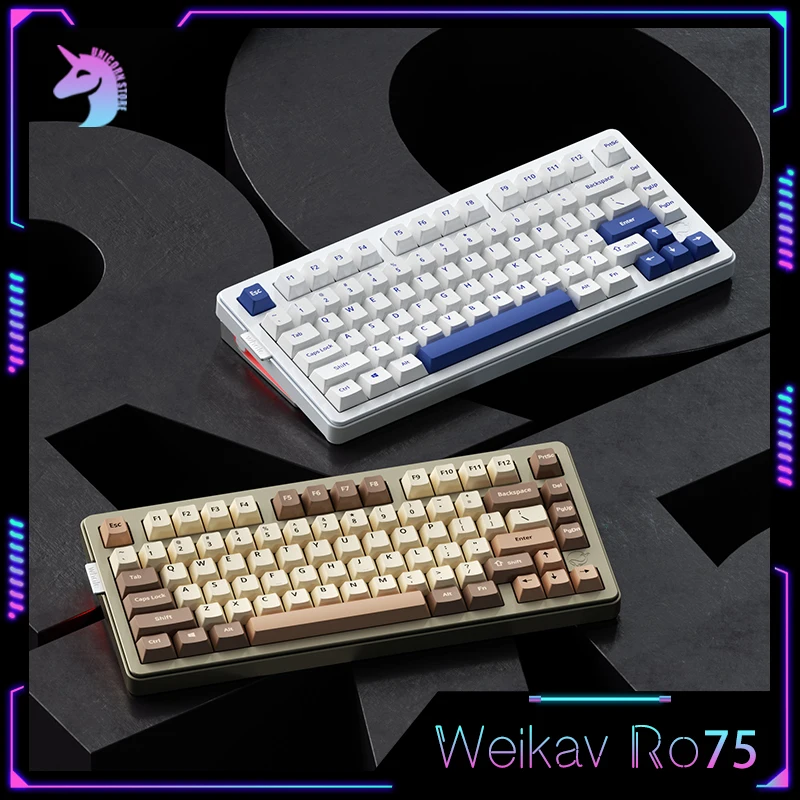 メカニカルキーボードキット,3モード,アルミニウム合金,Bluetooth,ワイヤレス,rgb,新品,Weikav-Ro75