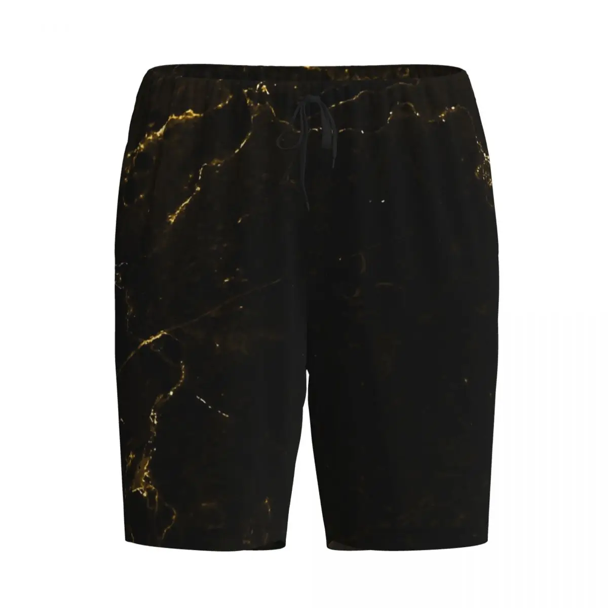 

Мужские пижамные шорты черного цвета с золотой отделкой, домашние брюки для сна и отдыха