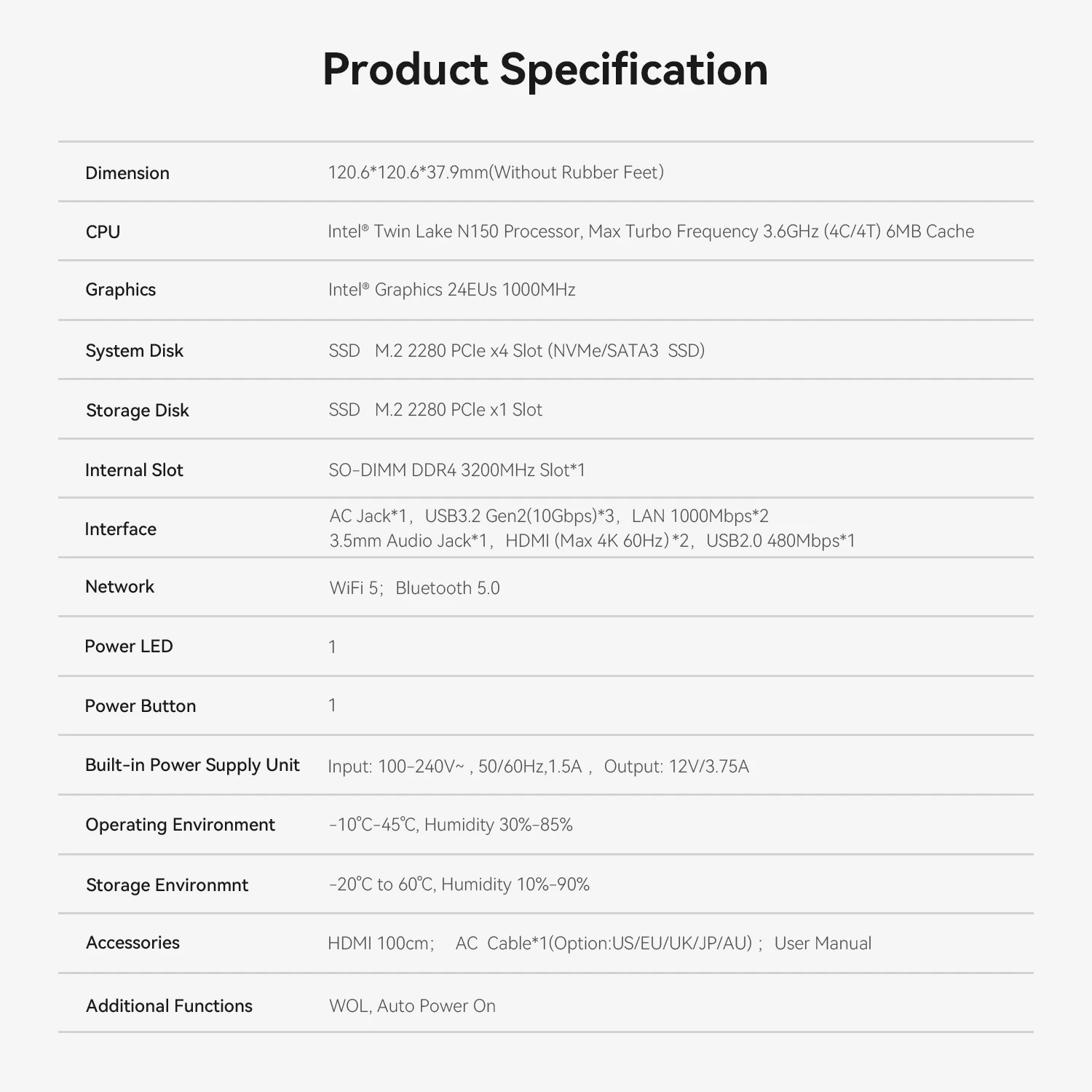 كمبيوتر ألعاب OUMAX MAX Intel Twin Lake N150 MINI PC DDR4 16GB 500GB SSD 1000M LAN WIFI5 BT5.0 Destop MINI PC