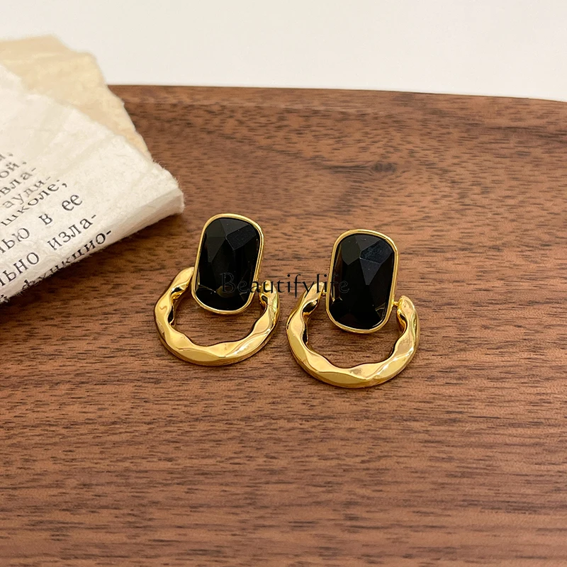 

Light Luxury Geometric Square Ear Studs Female Special-Interest Design Vintage Earrings