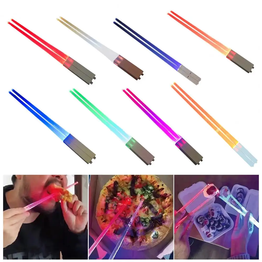 2Pc LED Lightsaber Chopsticks China Luminous Light Up Party Fun Glowing Chinese Chopsticks for Sushi Noodles