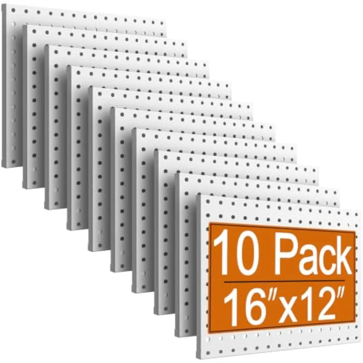 10 Heavy-Duty Steel Pegboard Panels 16x12 Inches Powder-Coated White Wall-Mount System for Garage Garden Workshop Storage – Incl